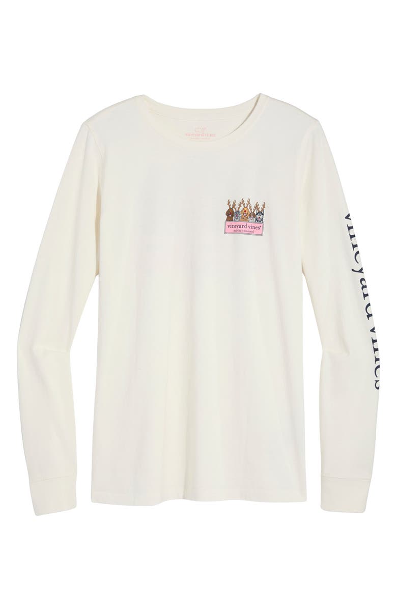 vineyard vines Holiday Rein-Dogs Long Sleeve Cotton Graphic T-Shirt, Main, color, 