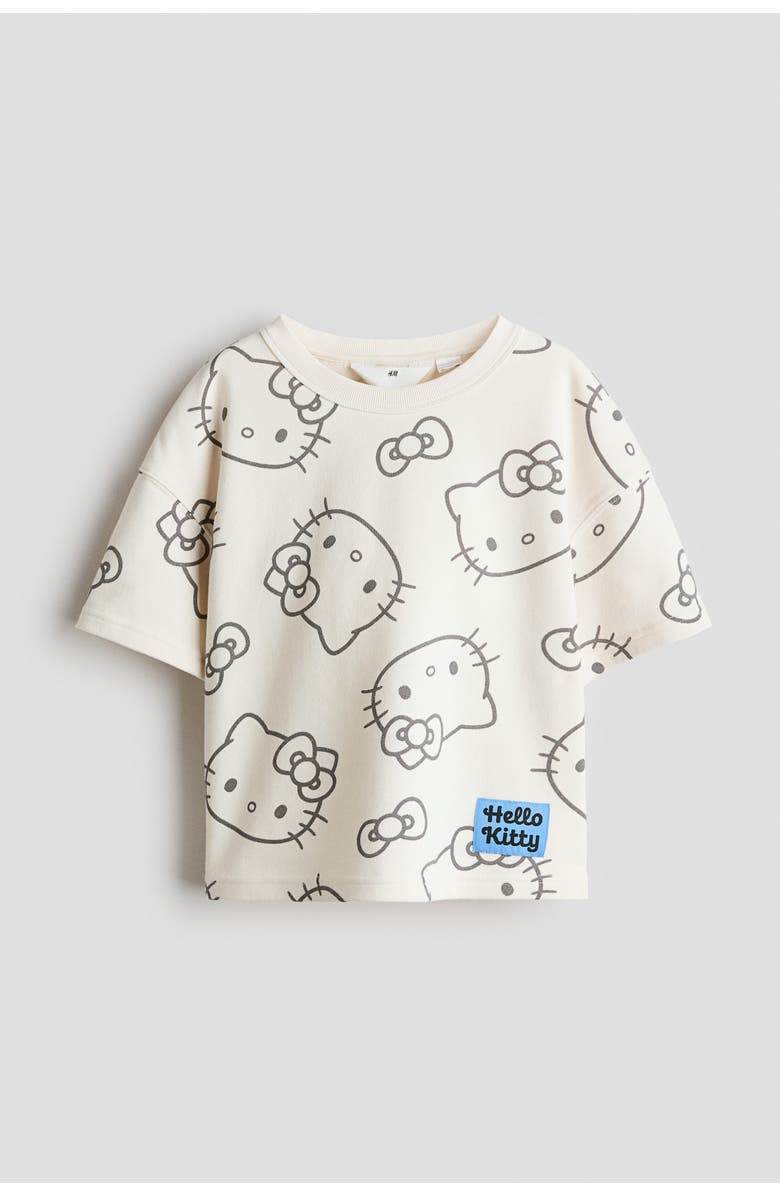 H&M Printed t-shirt, Main, color, Cream/Hello Kitty