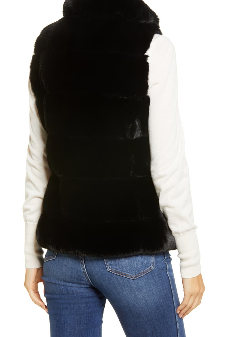 Faux Fur Reversible Vest, Alternate, color, BLACK