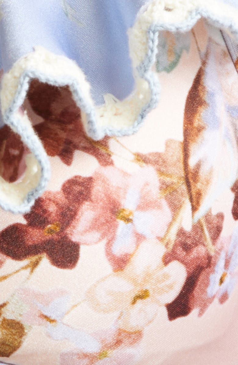 Zimmermann Awaken Crochet Trim Flutter Bikini Top, Alternate, color, Spliced Print