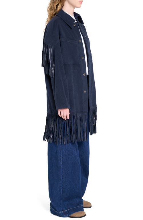 Twp Midnight Cowboy Cashmere Fringe Jacket In Blue