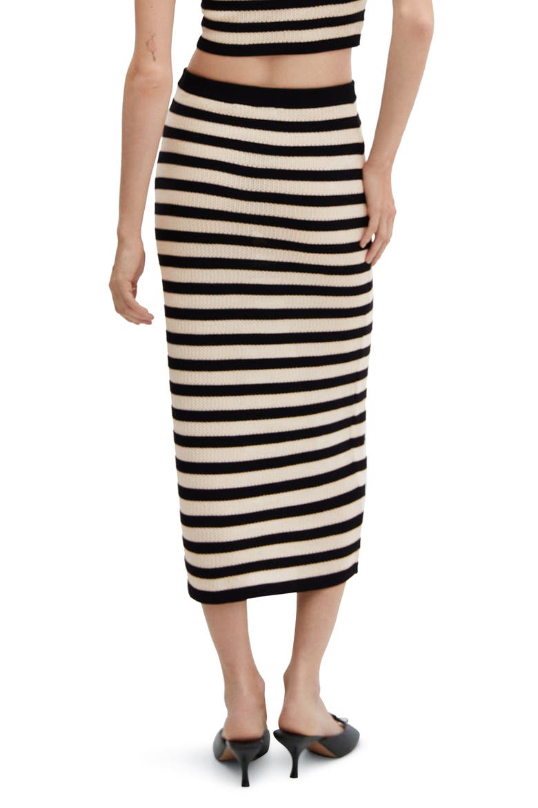 Stripe Open Stitch Knit Midi Skirt, Alternate, color, BLACK