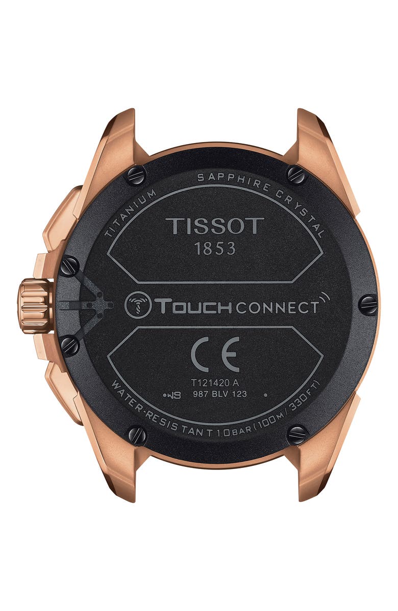 Tissot T-Touch Connect Solar Smart Leather Strap Watch, 47.5mm, Alternate, color, Rose Gold