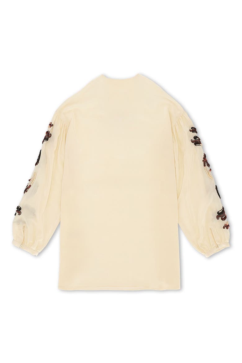 Allegra Embroidered Silk Shirt, Alternate, color, MILK
