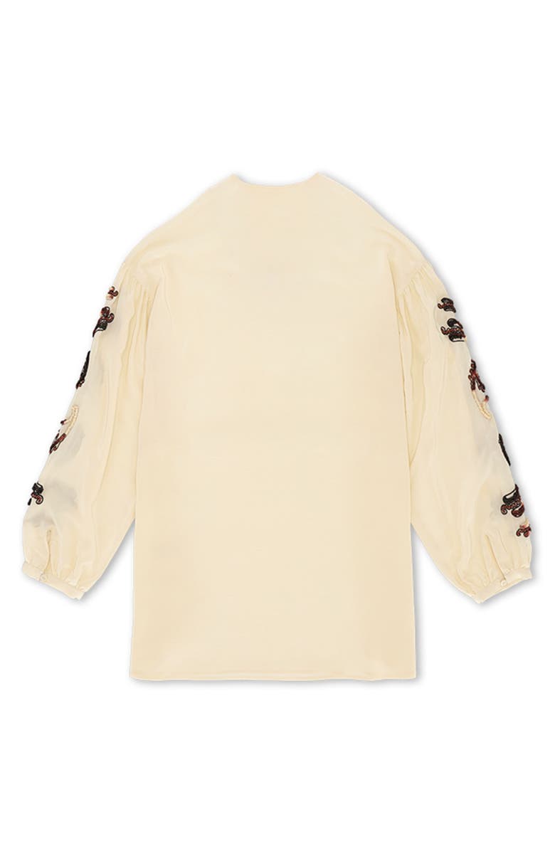 Fortela Allegra Embroidered Silk Shirt, Alternate, color, Milk