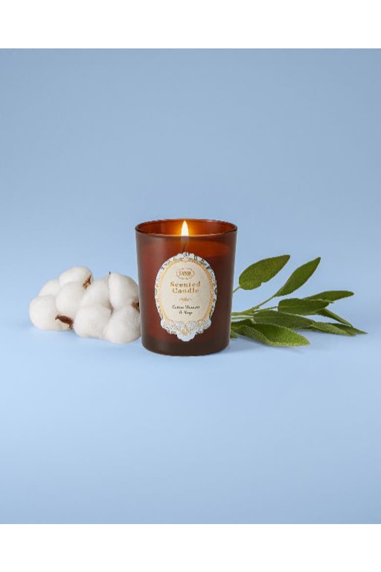 Candle Glass Cotton Flowers & Sage, Alternate, color, Cotton Flowers & Sage