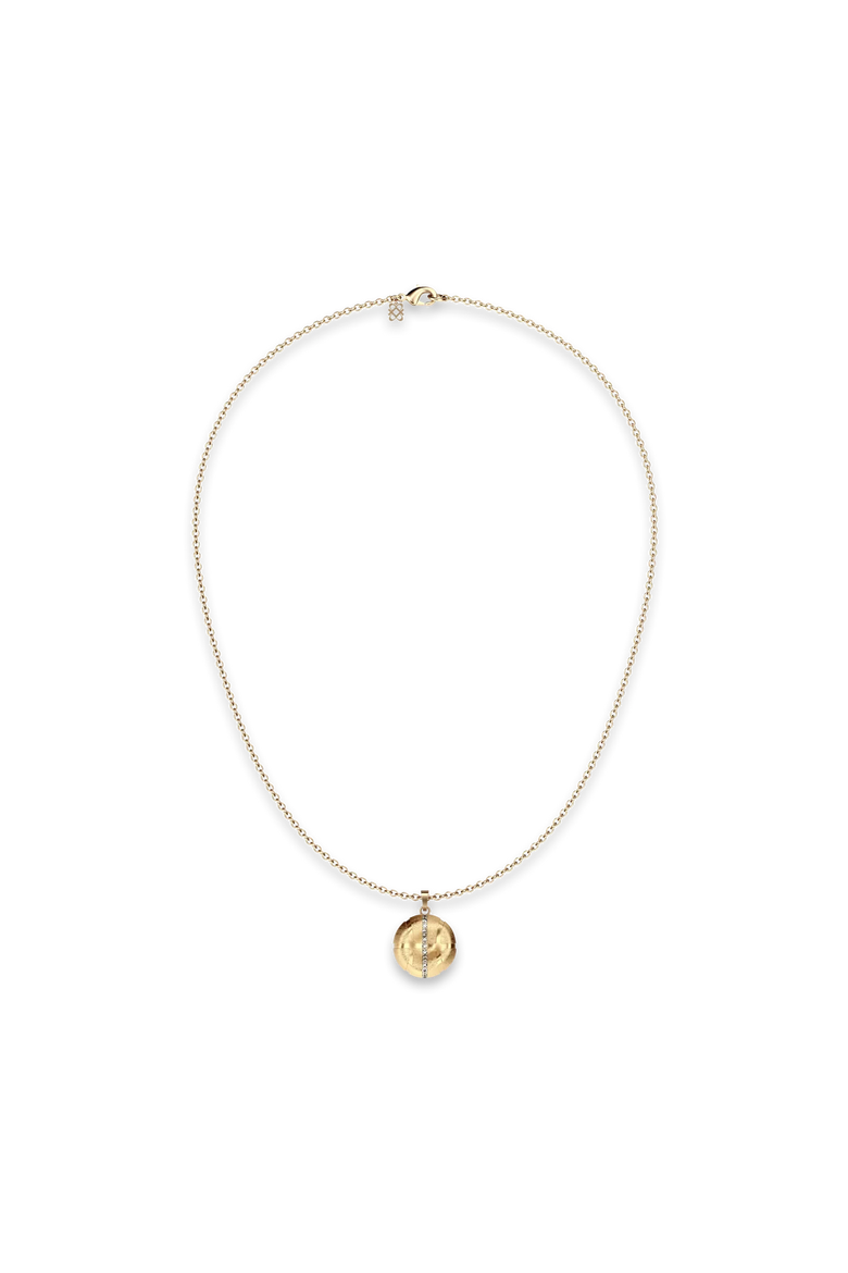 The Basketball Leaking Ball Linear Diamond Necklace, Alternate, color, Gold / White Diamond