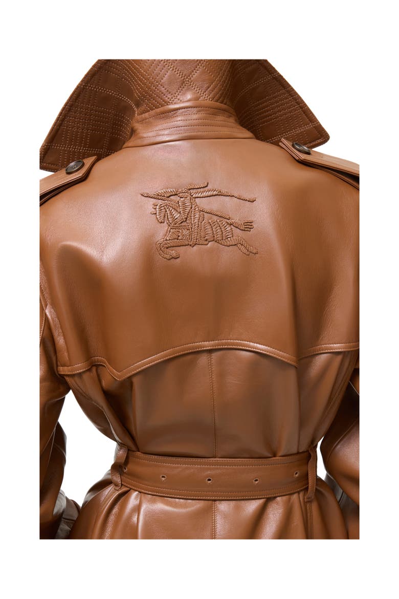 Long Leather Foxfield Trench Coat, Alternate, color, Toffee brown