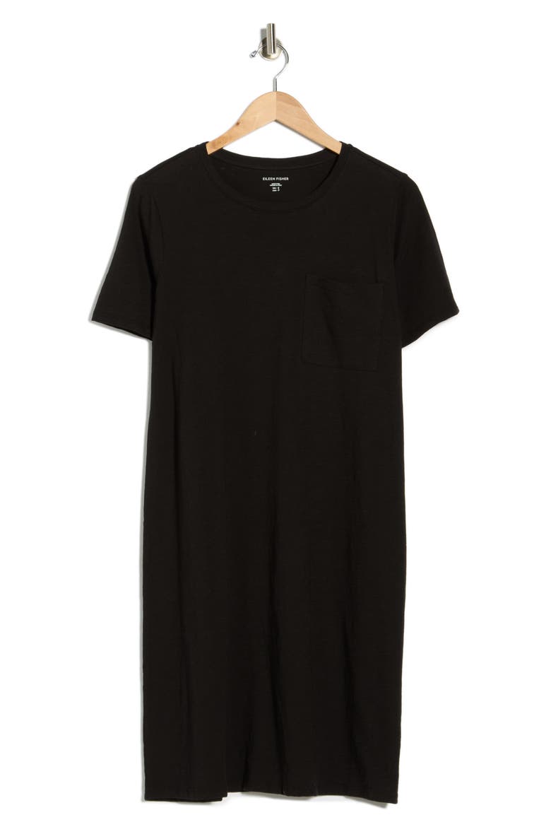 Organic Cotton T-Shirt Dress, Alternate, color, BLACK