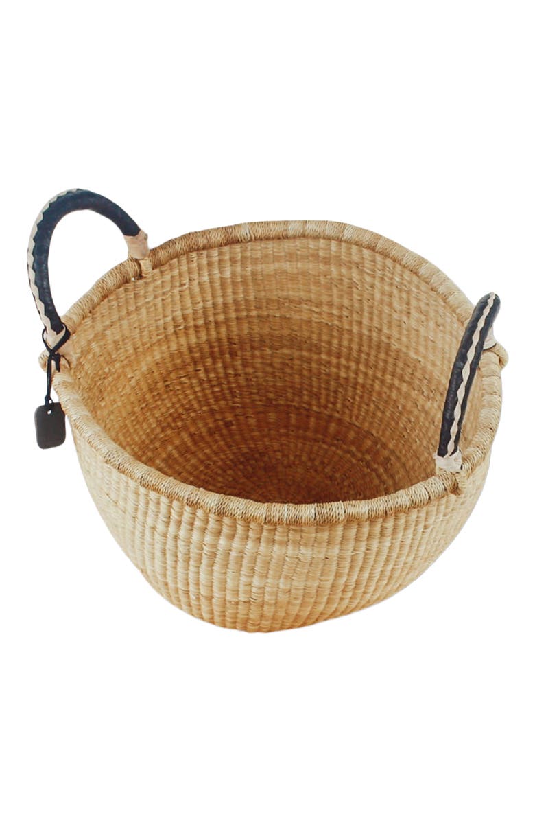 Big Blue Moma Bolga Baskets - Large Round Two Handle Natural Palette, Alternate, color,