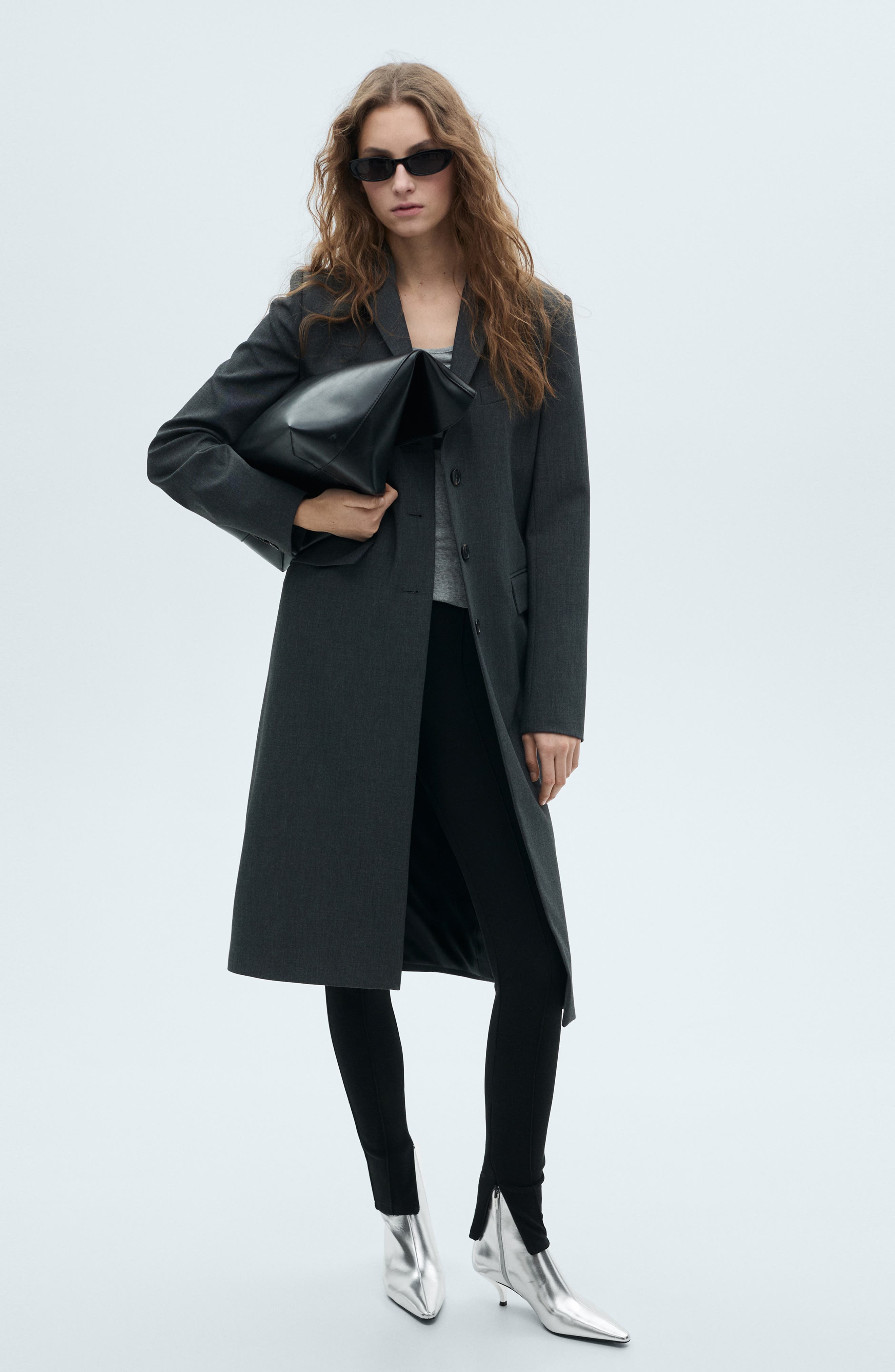 MANGO Metallic Kitten Heel Bootie, Alternate, color, 