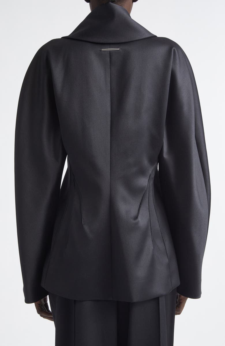GRACE LING Padlocks Wool Blend Satin Blazer, Alternate, color, Black