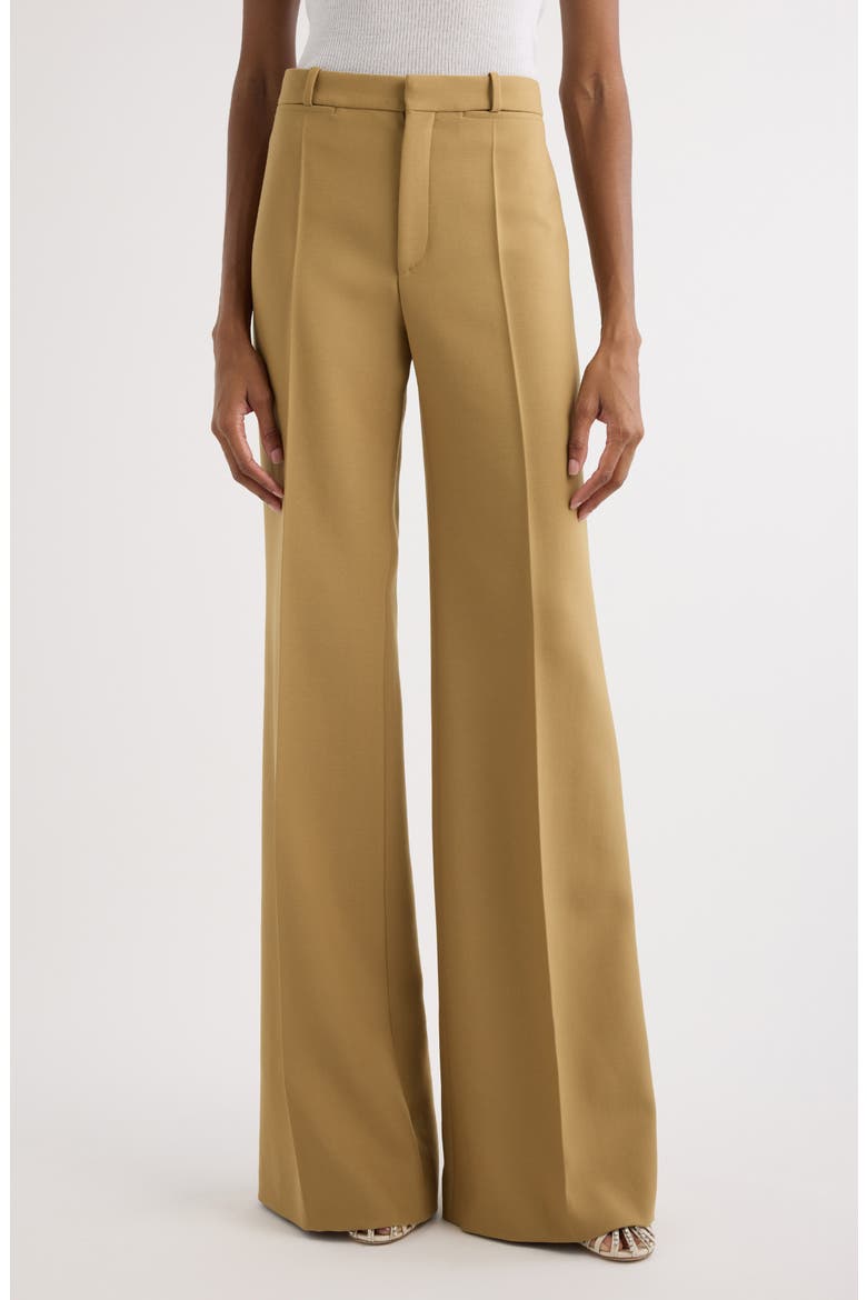 Wool Grain de Poudre Flare Leg Pants, Main, color, NUT