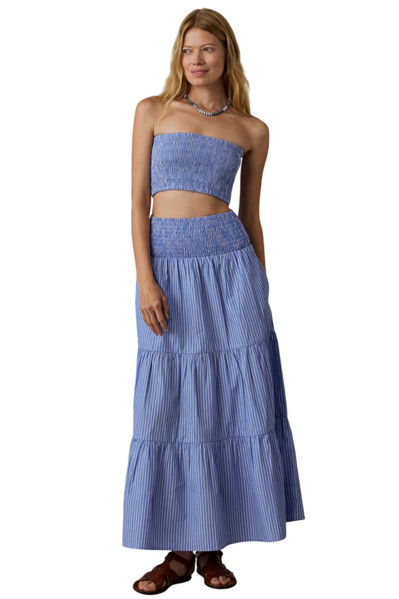 Coastal Tiered Poplin Maxi Skirt, Alternate, color, DEEPWATER STRIPE