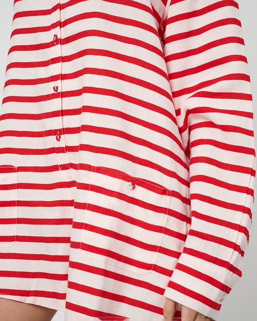 Weworewhat Linen Beach Romper In Off Wht/true Rd