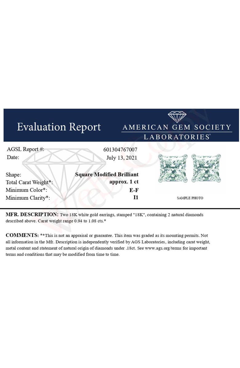 Haus of Brilliance AGS Certified 18K White Gold 1.0 Cttw Diamond Stud Earrings, Alternate, color, White