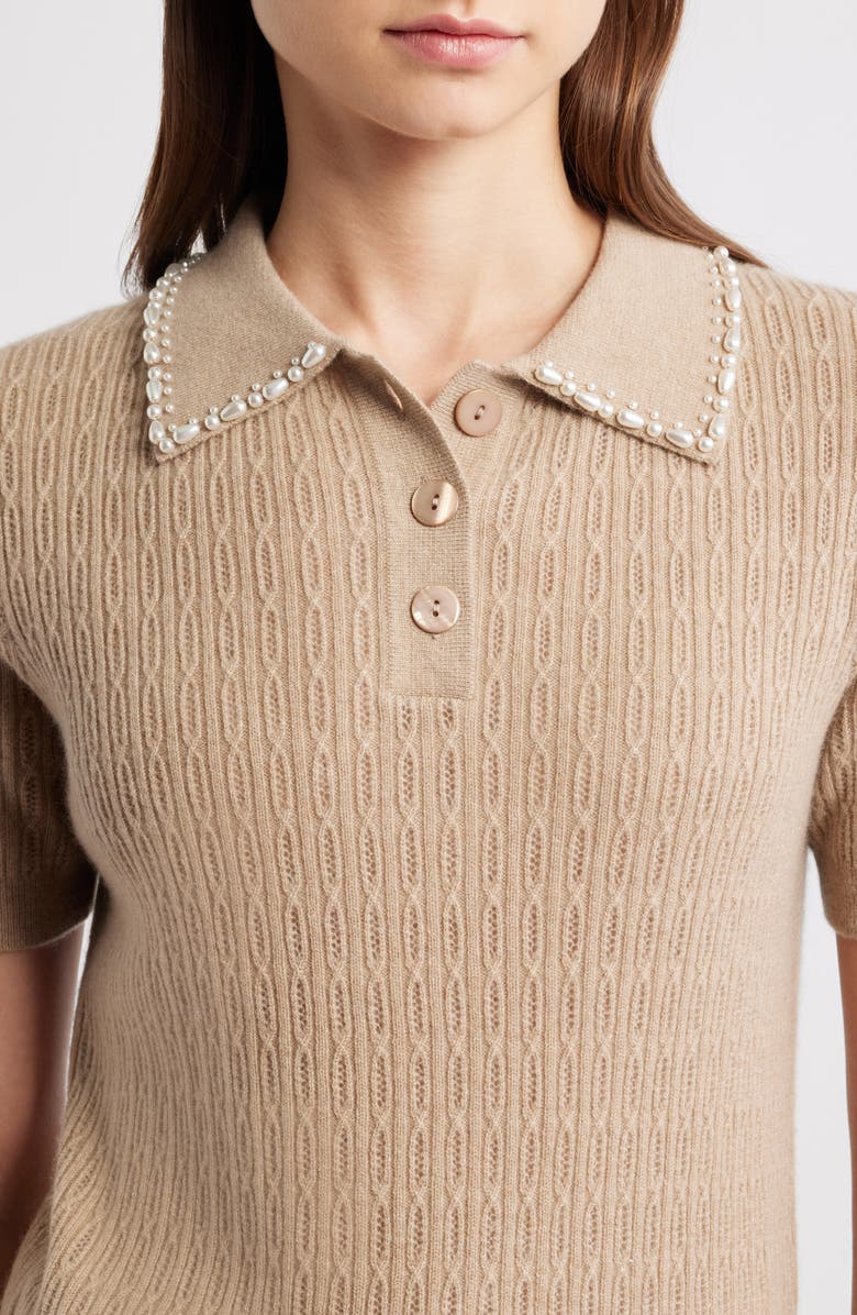 Elie Tahari The Stevie Cashmere Polo Sweater, Alternate, color, Camel Crown Beige