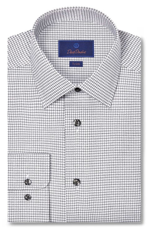 Trim Fit Jaspé Micro Twill Cotton Dress Shirt