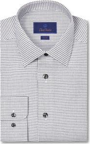David Donahue Trim Fit Jaspé Micro Twill Cotton Dress Shirt
