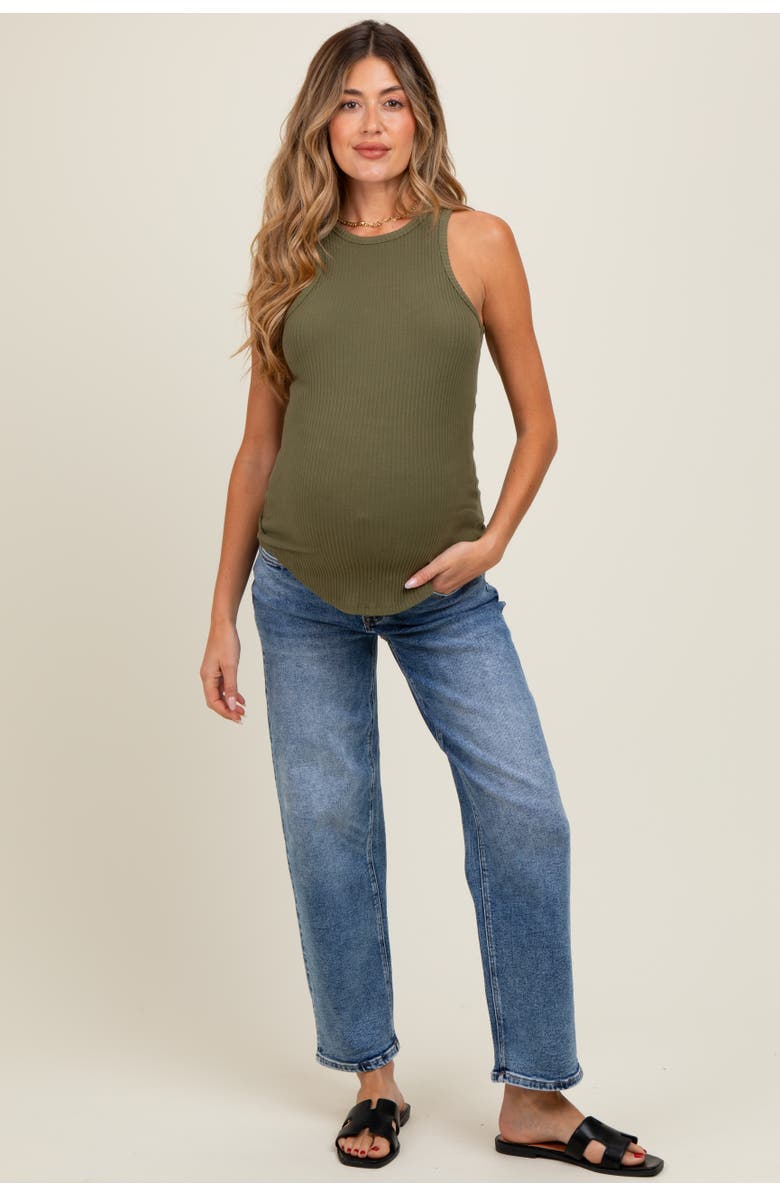 PinkBlush Slim Ankle Barrel Leg Maternity Jeans, Main, color, Blue