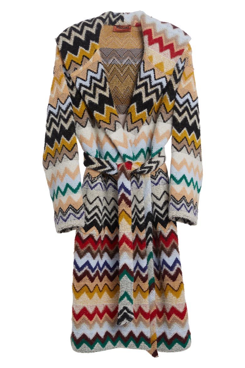 Chevron Stripe Hooded Sweater Coat, Alternate, color, BEIGE MULTICOLOR