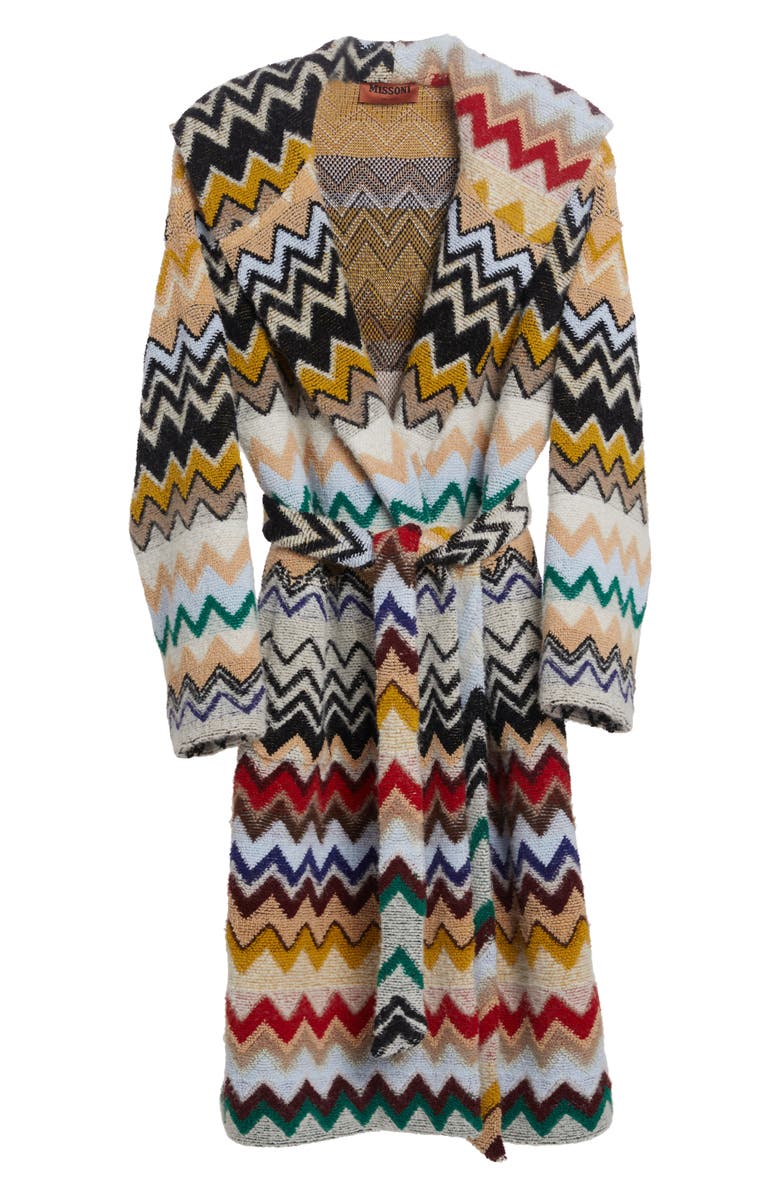 Missoni Chevron Stripe Hooded Sweater Coat, Alternate, color,