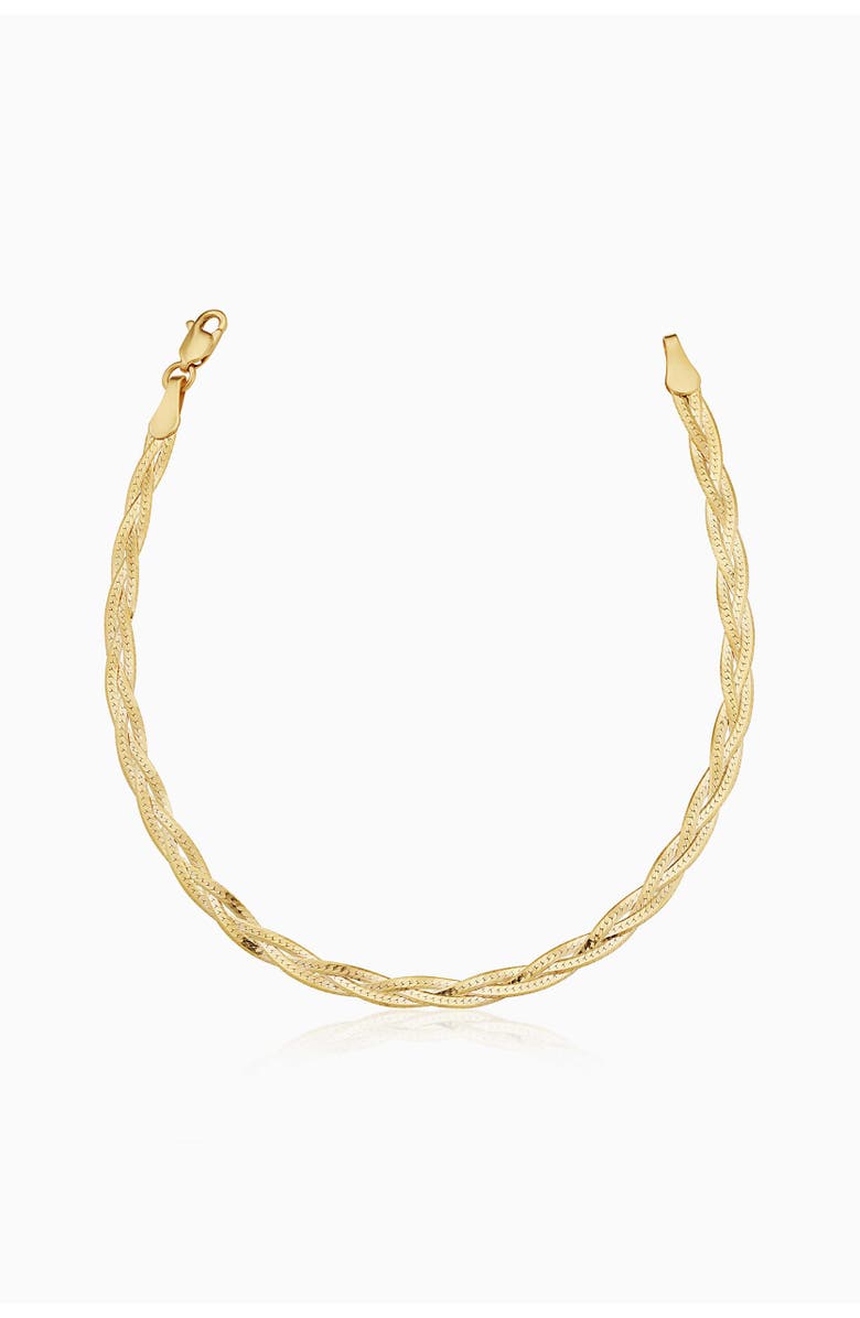 Oradina 10K Gold Now & Forever Herringbone Bracelet, Main, color, Yellow Gold