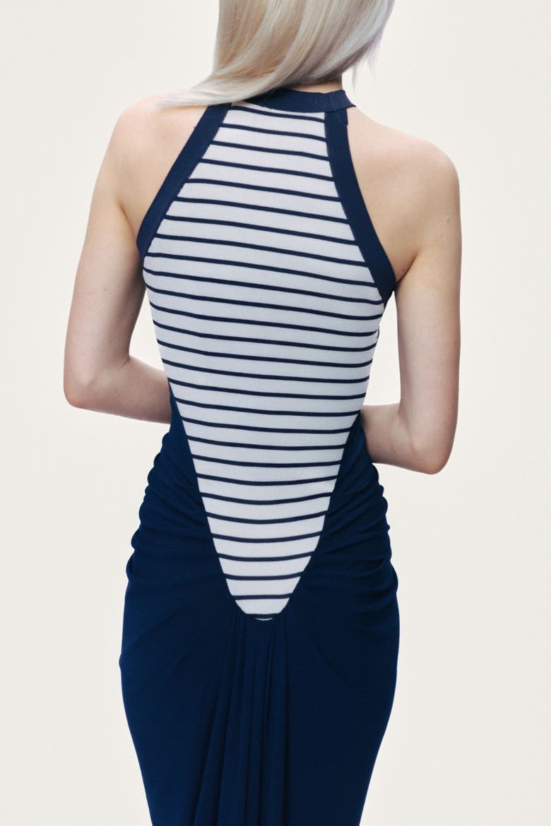 Stripe Draped Halter Neck Maxi Dress, Alternate, color, Multi-Colored