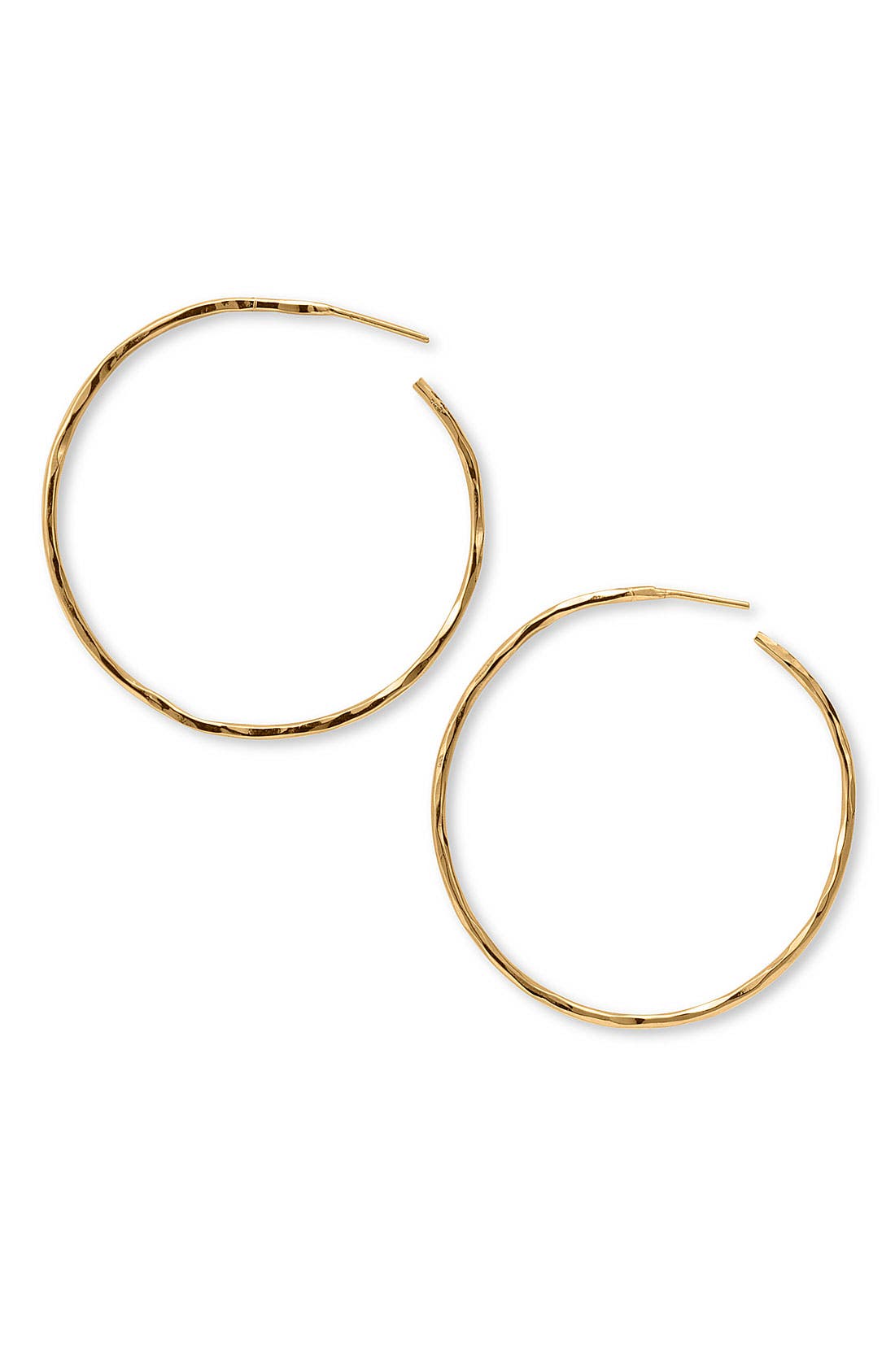 Argento Vivo Sterling Silver Argento Vivo Hammered Large Hoop Earrings in Gold Vermeil 