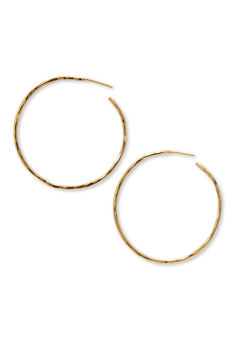 Argento Vivo Hammered Large Hoop Earrings, Main, color, GOLD VERMEIL