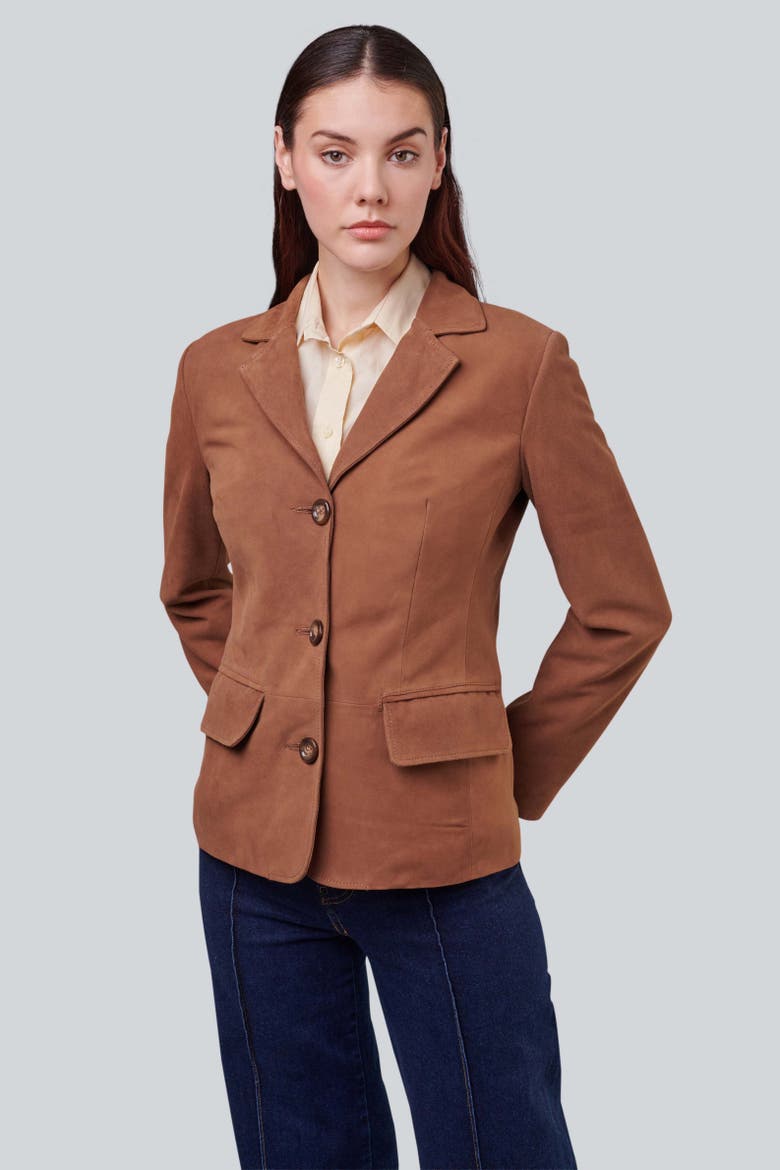 Esther Suede Jacket, Alternate, color, Chestnut