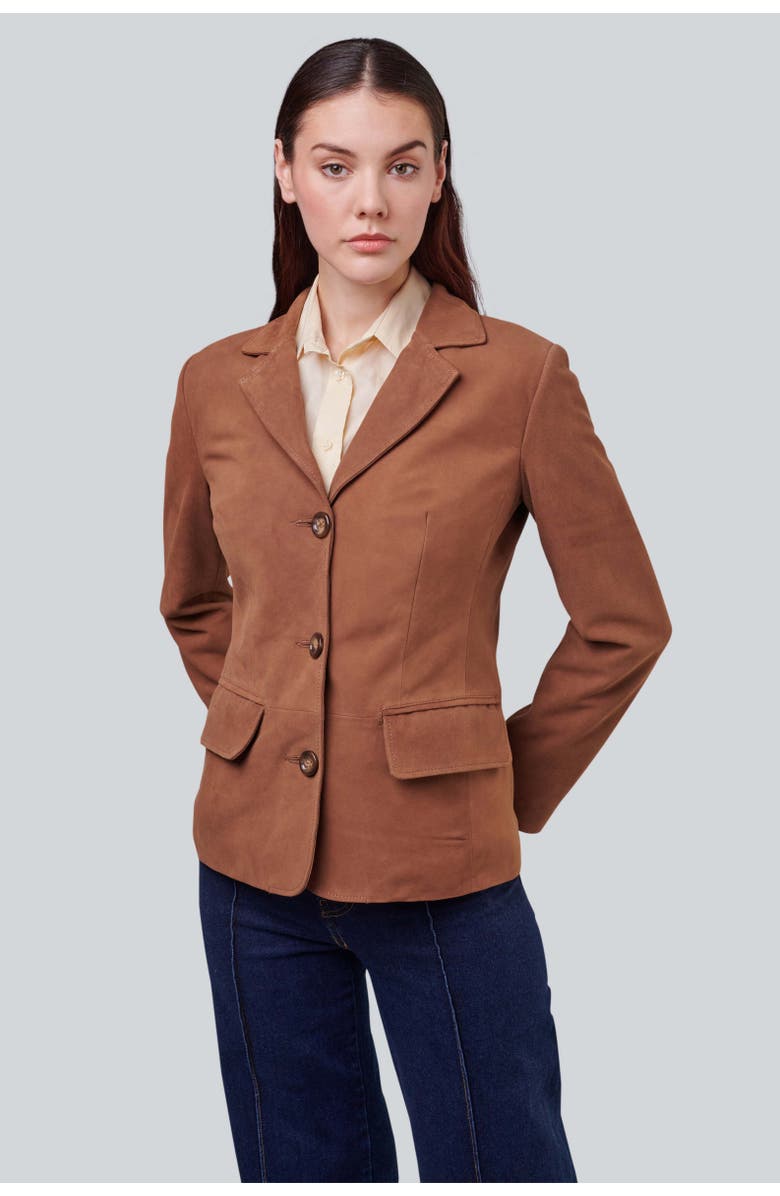 FURNIQ UK Esther Suede Jacket, Alternate, color, Chestnut