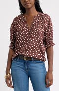 Caslon® Pintucked Short Sleeve Popover Top
