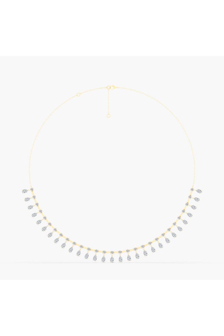 Pear Shape Orbit Half Tennis Lab Diamond Necklace in 14K, Main, color, Yellow Gold