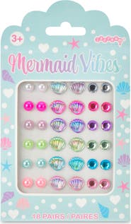 Iscream Kids' 18-Pack Assorted Mermaid Stick-On Earrings