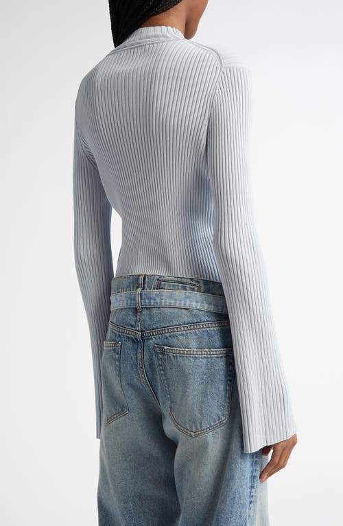 Proenza Schouler Abigail Turtleneck Flare-sleeve Rib Sweater In Pale Blue