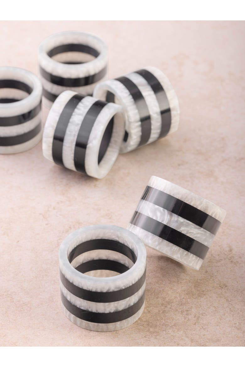 Panama Resin Napkin Rings, Main, color, Black & Ivory
