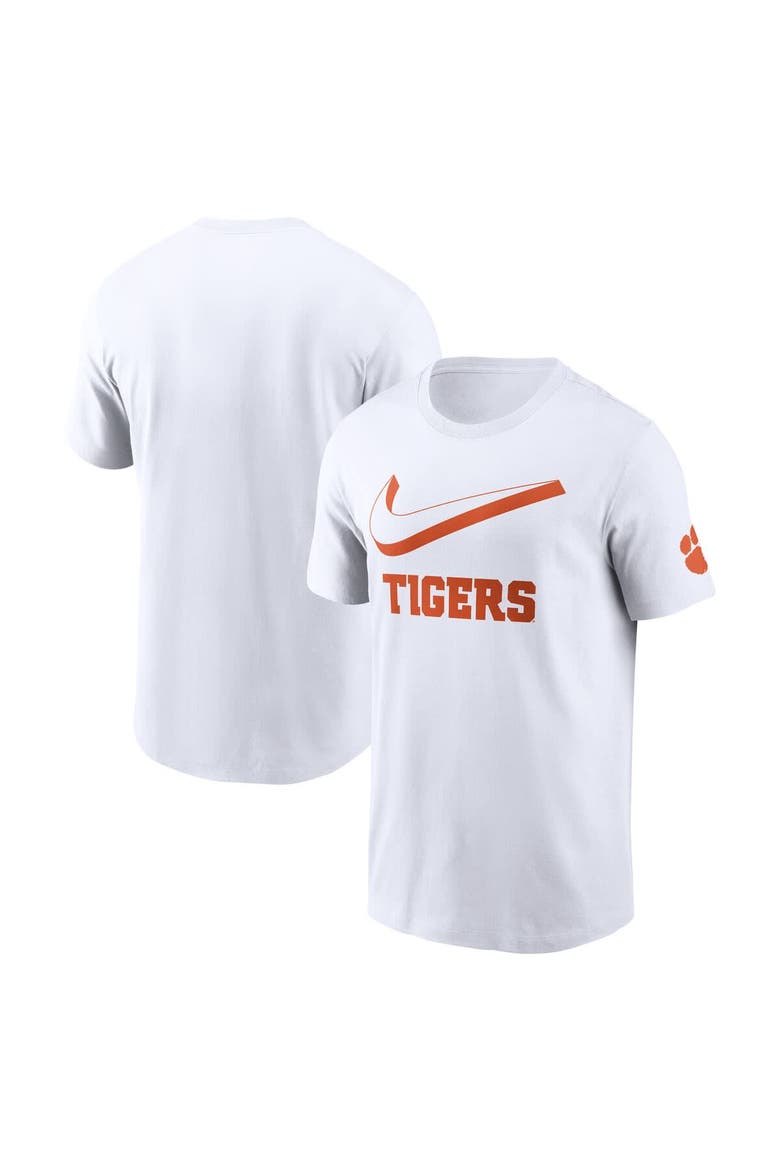 Men's Nike White Clemson Tigers Primetime 2-Hit Swoosh T-Shirt, Main, color, White