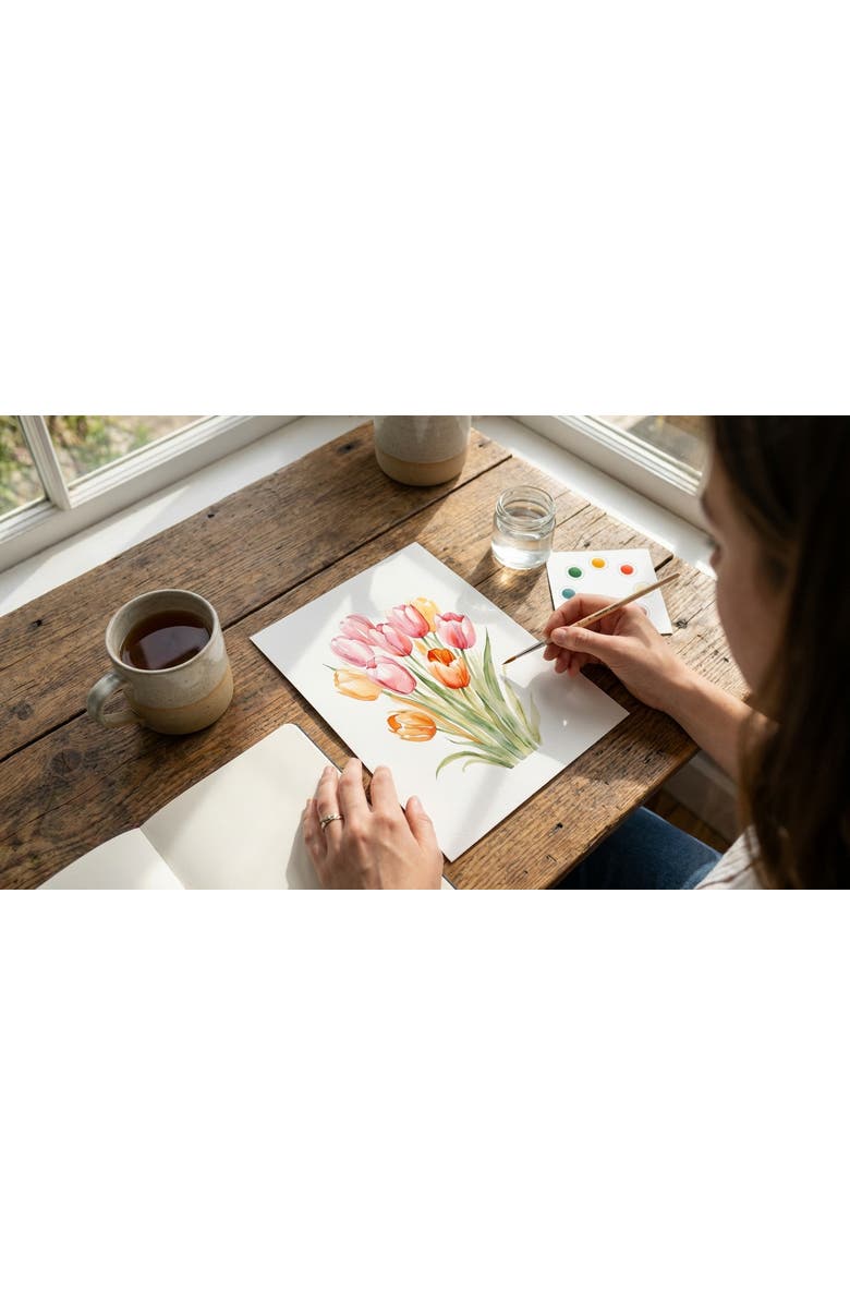 Breathe People All In One Watercolor Kits, Alternate, color, White Floral Watercolor -Tulip