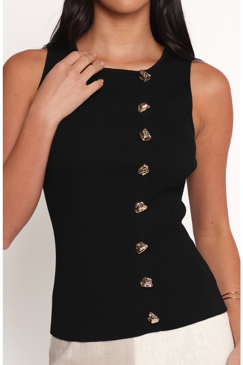 Lysa Button-Up Knit Tank, Alternate, color, BLACK