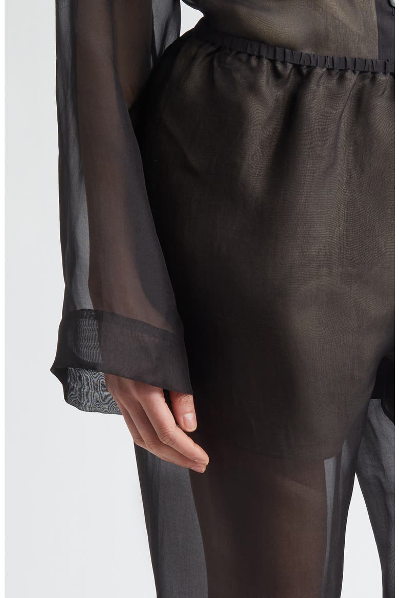Lisse Silk Organza Straight Leg Pants, Alternate, color, BLACK