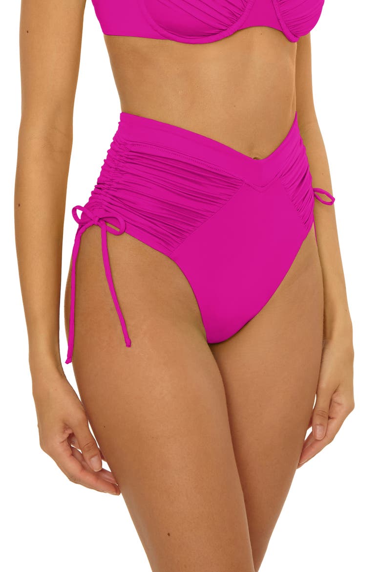 Color Code High Waist Side Tie Bikini Bottoms, Alternate, color, HIBISCUS