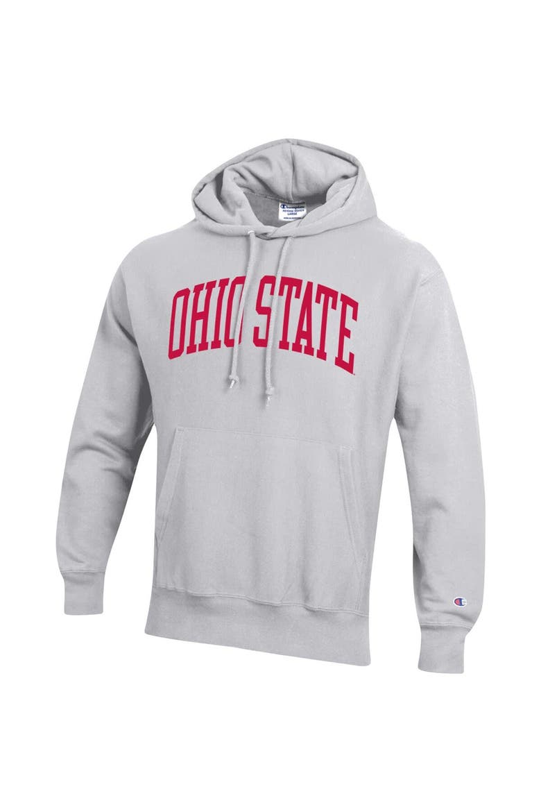 Men's Champion Heathered Gray Ohio State Buckeyes Big & Tall Reverse Weave Fleece Pullover Hoodie Sweatshirt, Alternate, color, Heather Gray