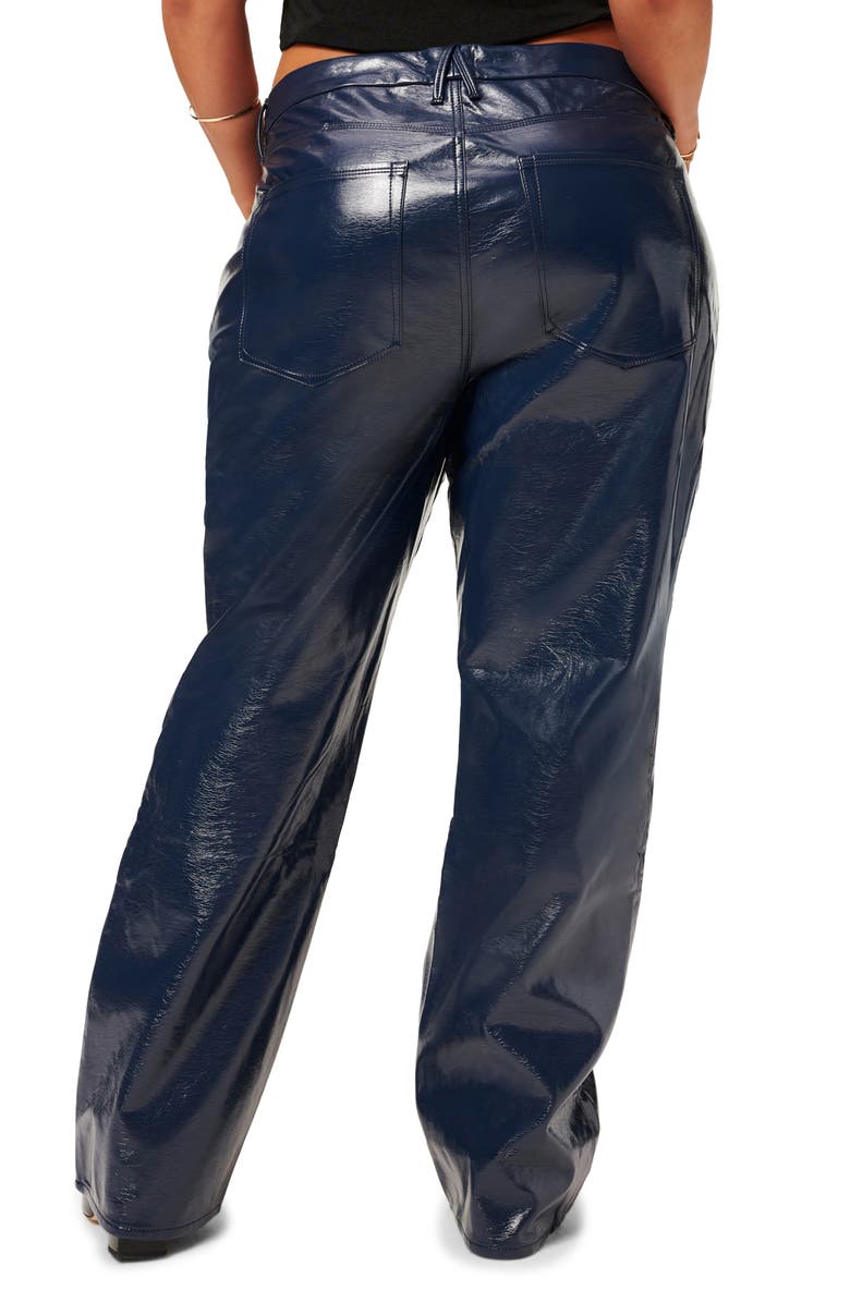 Good American Good '90s Vinyl Straight Leg Pants, Alternate, color, Twilight001