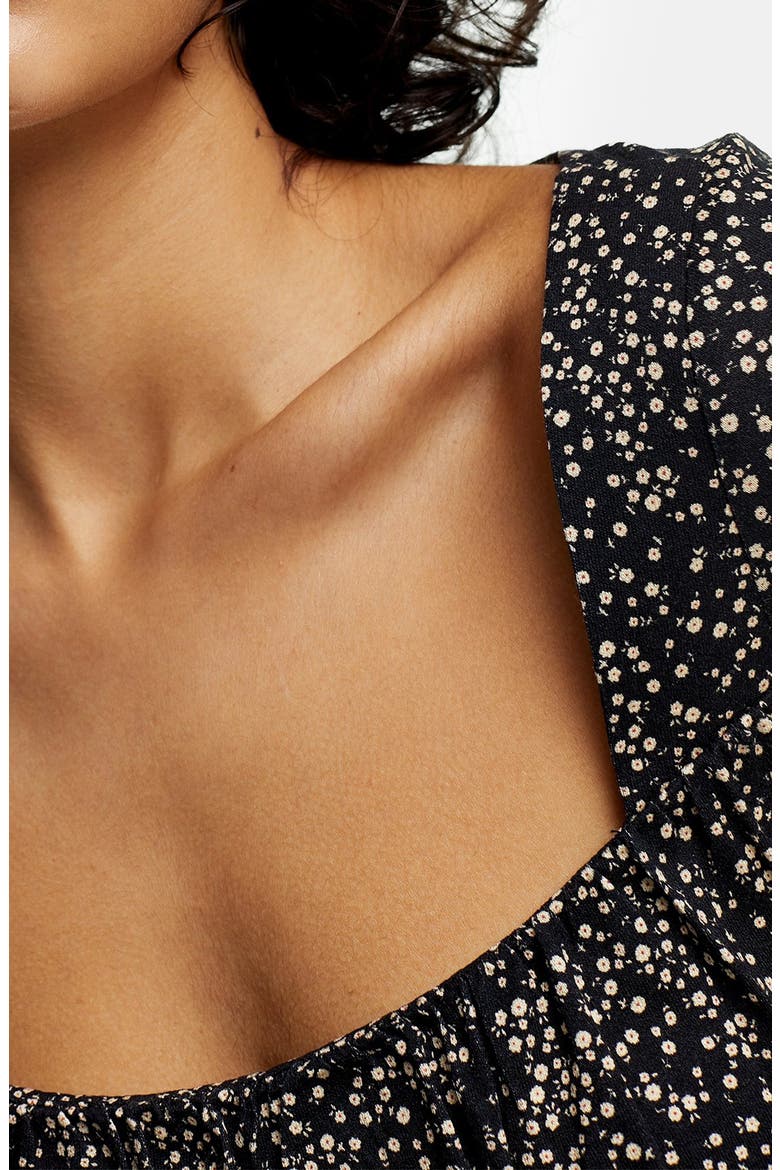 Ditsy Ruched Top, Alternate, color, BLACK MULTI