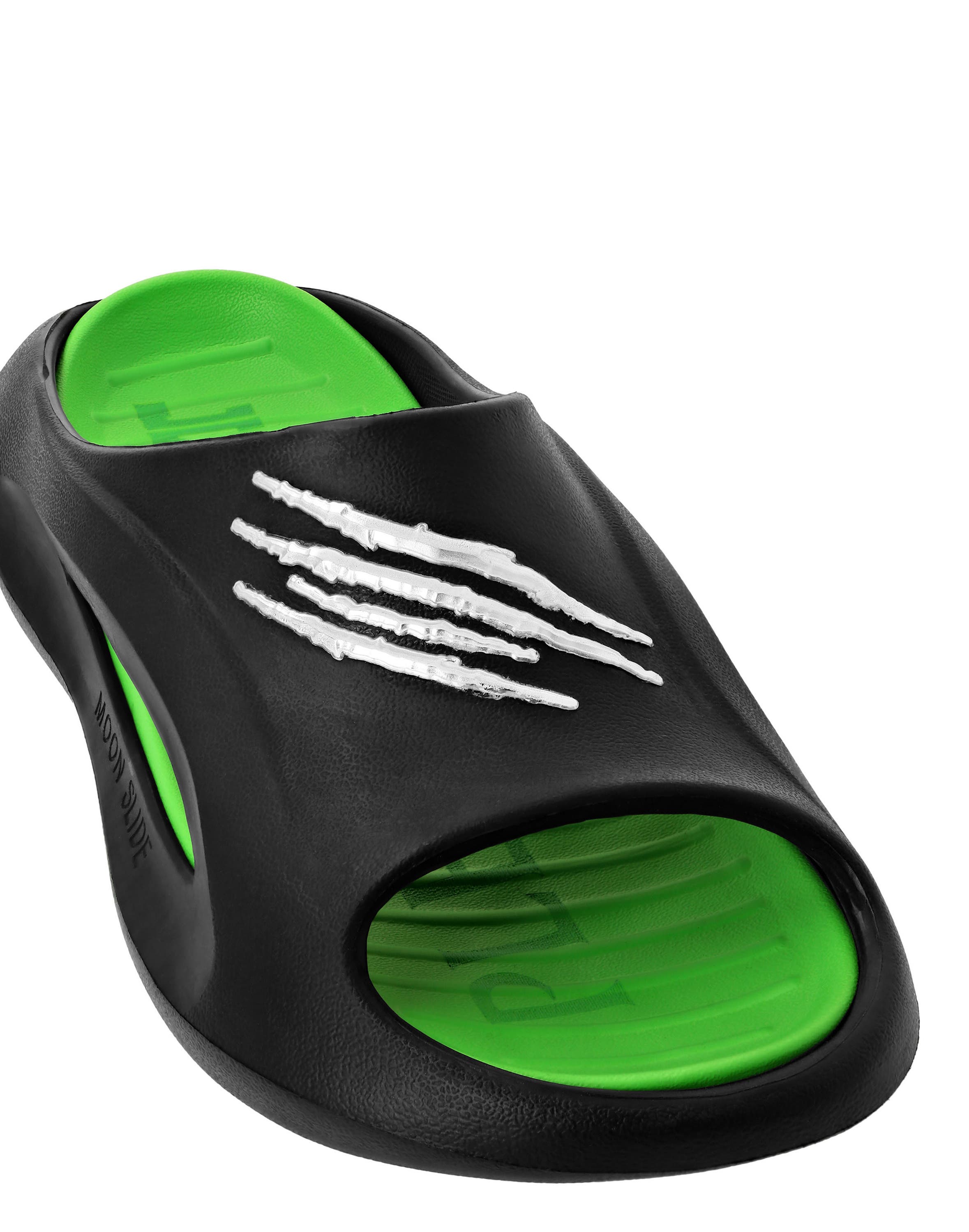 Moon Slide Unisex, Alternate, color, black+greenfluo