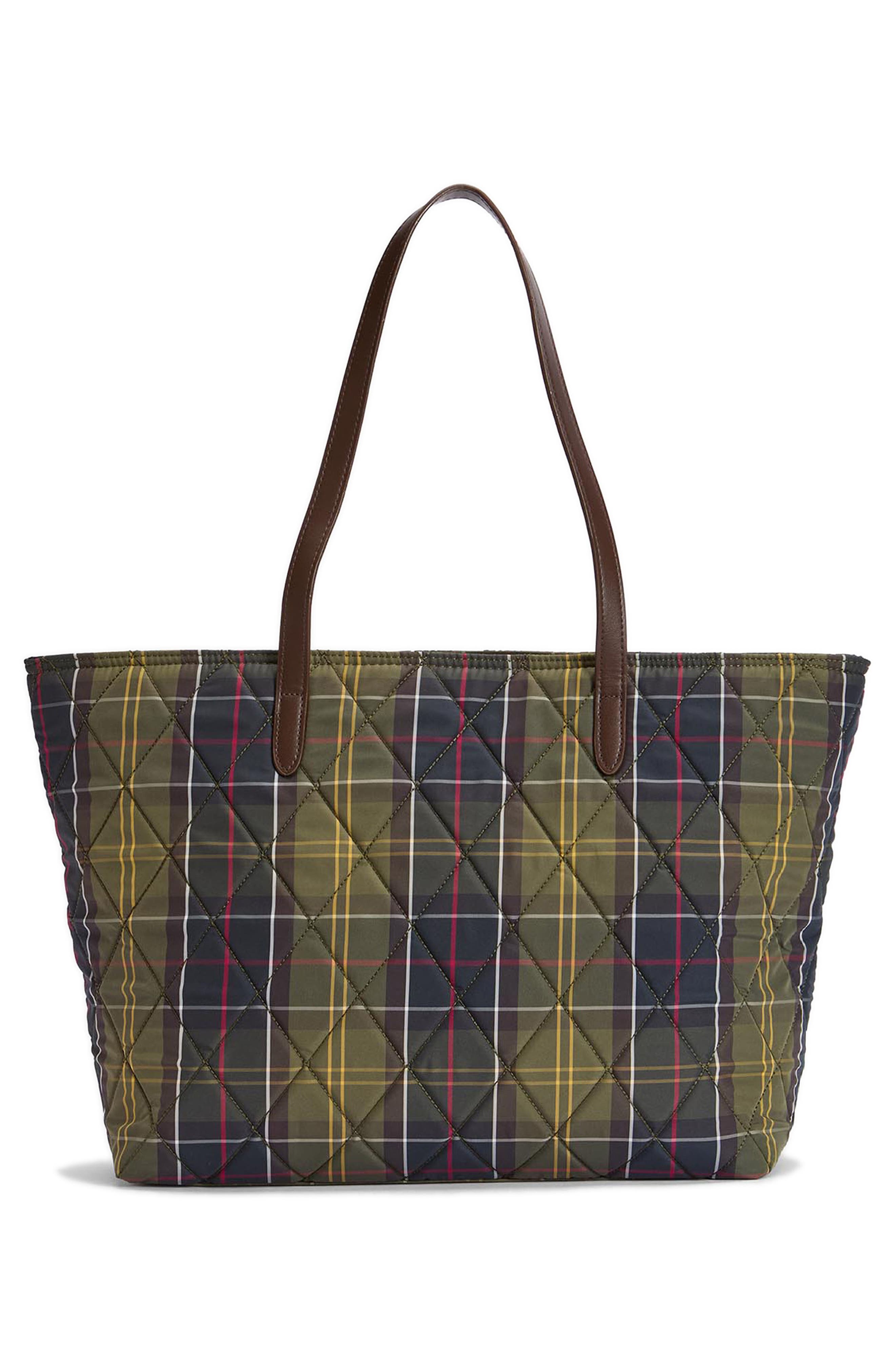 Barbour Wetherman Quilted Tartan Tote, Alternate, color, Classic Tartan