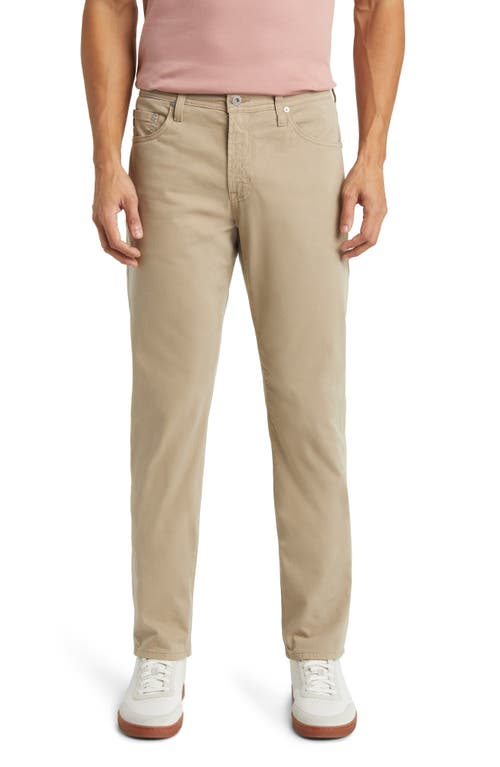 Ag Everett Sueded Stretch Sateen Straight Fit Pants In Neutral