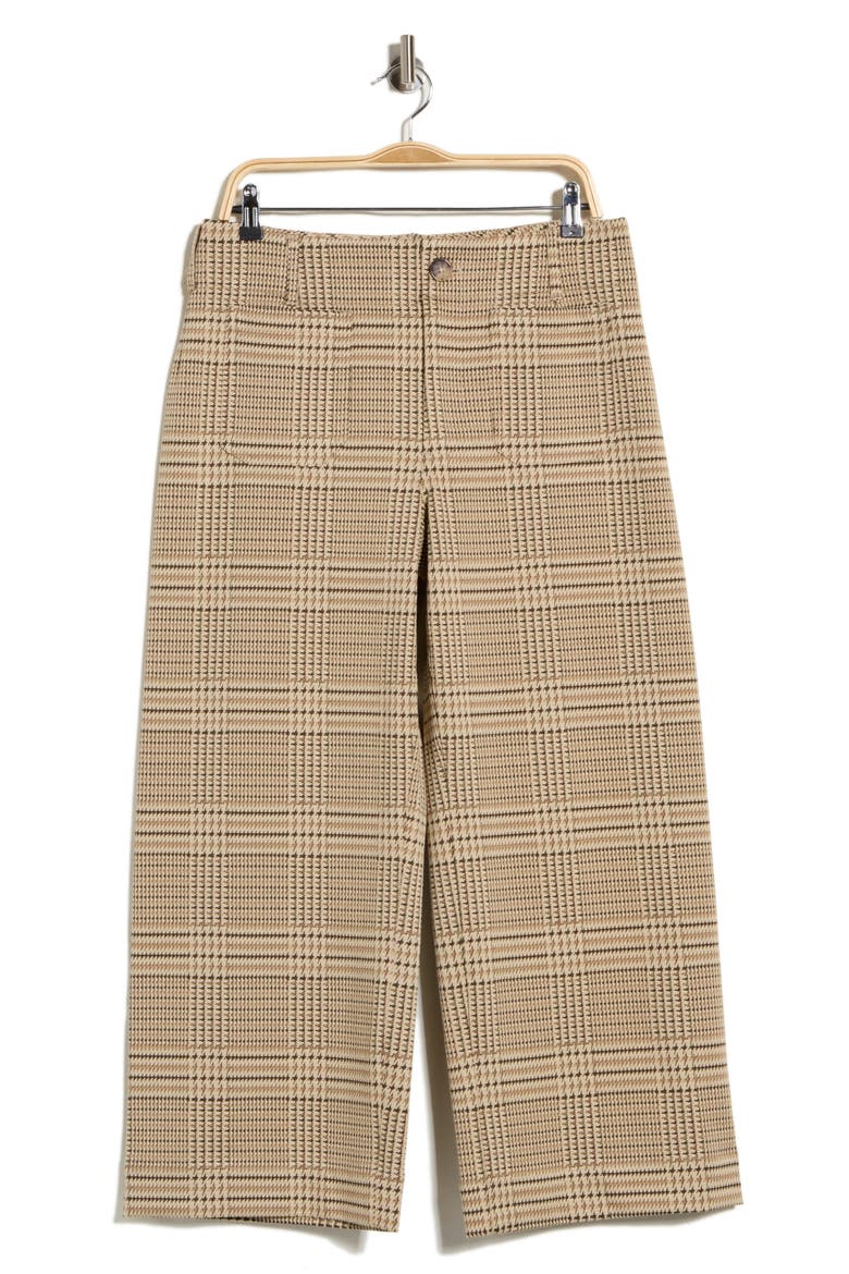 Houndstooth Print Pants, Main, color, BEIGE/ BROWN IVORY HOUNDSTOOTH