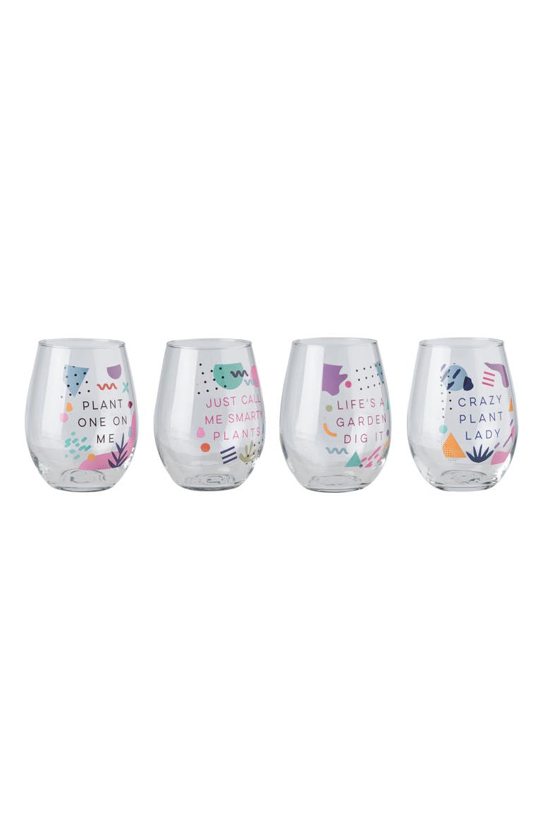 18 oz Multicolor Spring Stemless Wine Glasses Set of 4 for Plant Enthusiasts Perfect for Spring Celebrations, Alternate, color, Multicolored